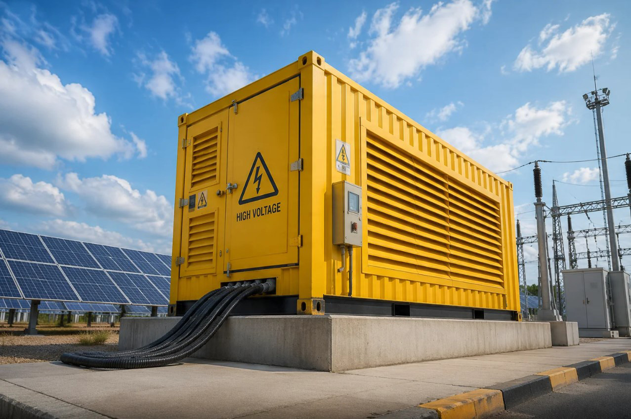Genset container kedap suara untuk rumah pembangkit listrik portable area industri