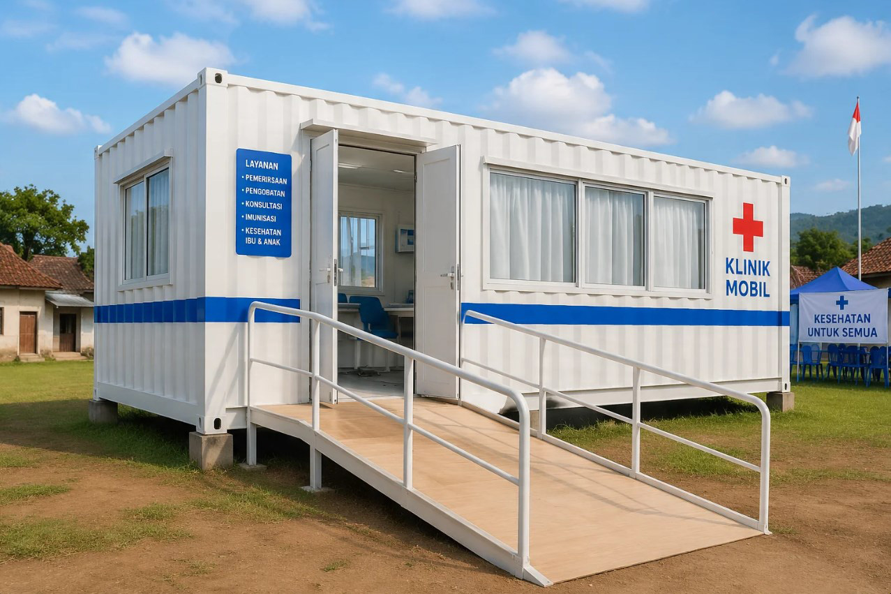 Clinic container medis mobile untuk klinik lapangan dan unit kesehatan bergerak daerah terpencil